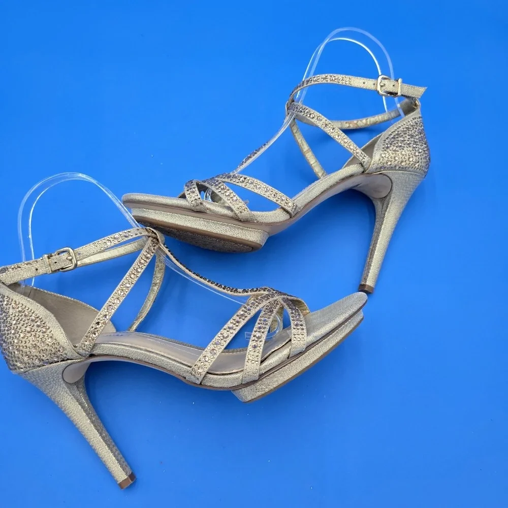 Gianni Bini Women's Strappy Stiletto Heels - Size 9.5 - Gold‎